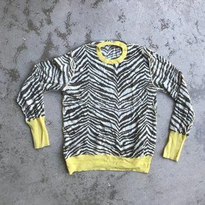 Cashmere Zebra Print Sweater with Yellow Trim